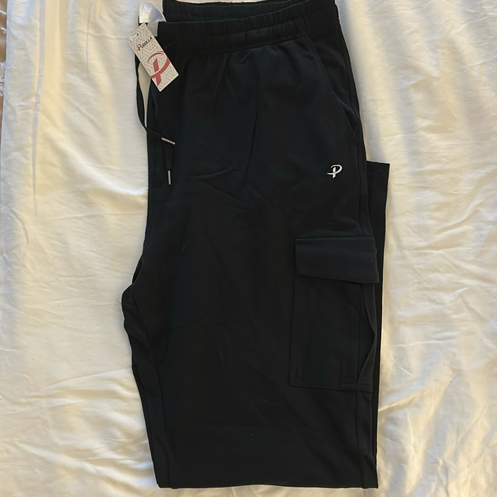 Pudolla Men’s Size XXL Solid Black Cargo Style Sweatpants Cotton Blend Pants